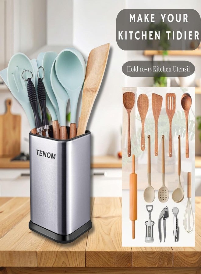 TENOM Spoon Holder, Spoon Stand For Kitchen Steel, Cutlery Stand, Spoon Organiser For Kitchen, Ladle Holder, Spatula Holder, 12 cm, 11 cm , 12 x 11 x 17.7 Centimeters - Image 4